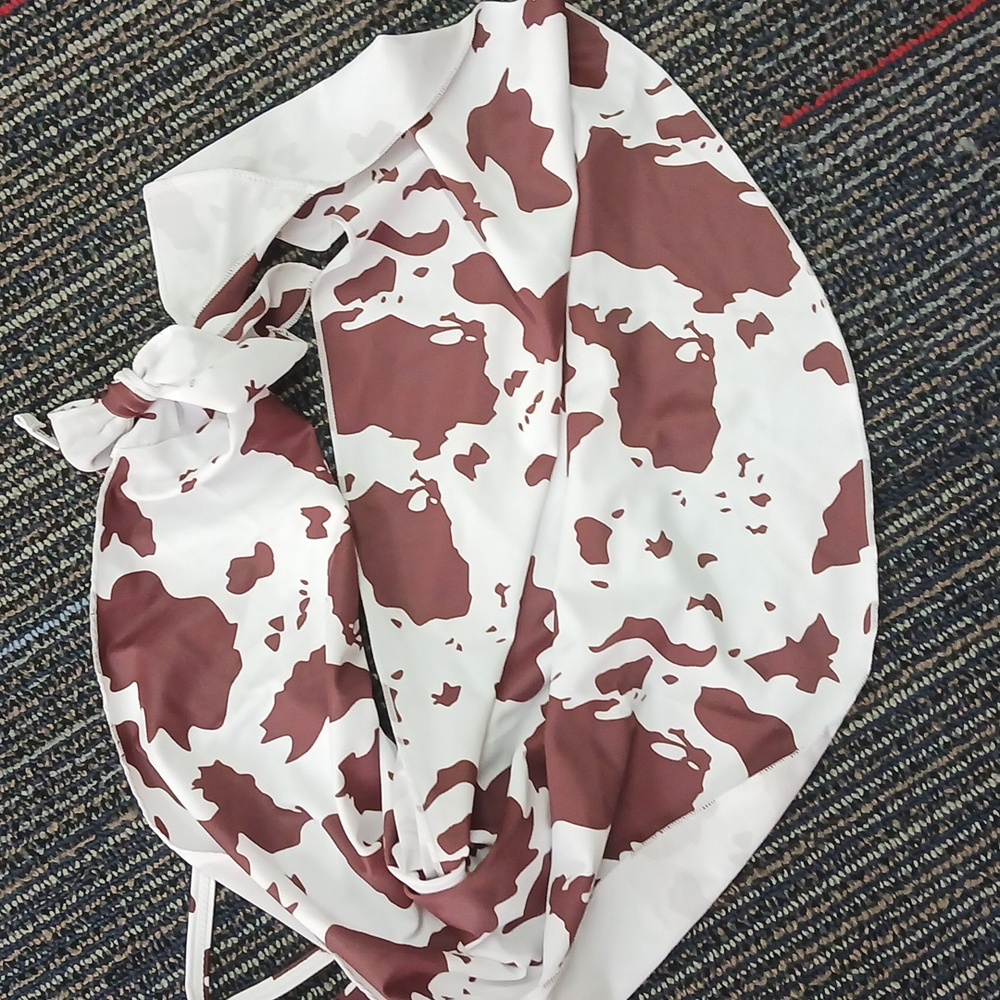 Shein Brown Cow Print bikini Top With Cover Up Skirt Small New - Picture 5 of 5